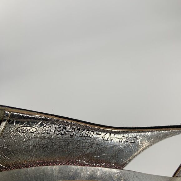 Vintage 1980s Stuart Weitzman High Heels Peep Toe Made in Italy 6.5 Purple Black - Picture 10 of 11